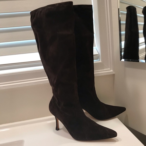 Manolo Blahnik Shoes - Manolo Blahnik Pascalare Brown Suede Boots Size 37.5